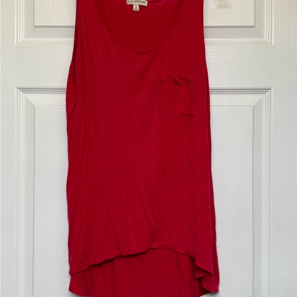 Zenana Outfitters Red Scoop Neck Tank with Pocket